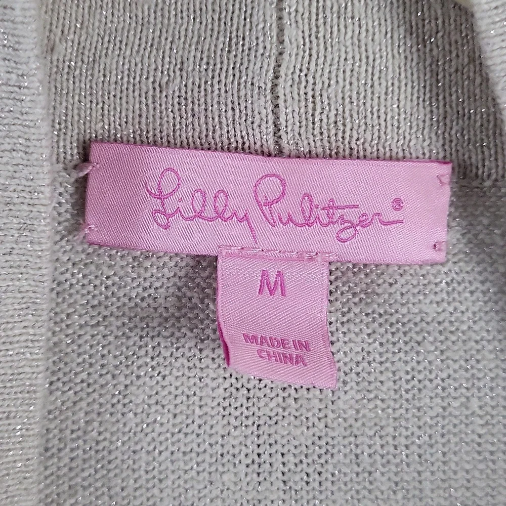 Lilly Pulitzer Women's Beige Shimmer Cardigan 50% Linen, Size M - Picture 3 of 5